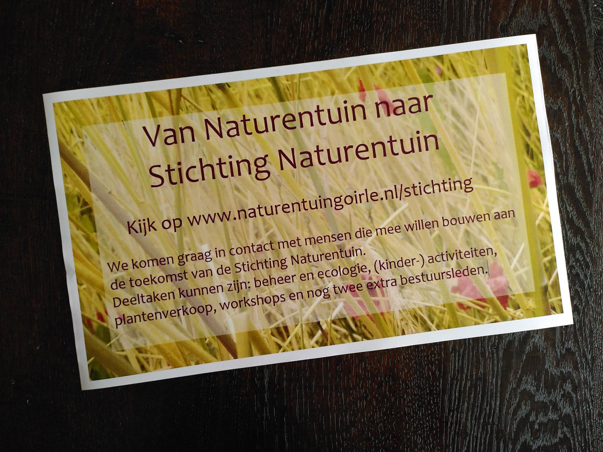Van Naturentuin naar Stichting Naturentuin